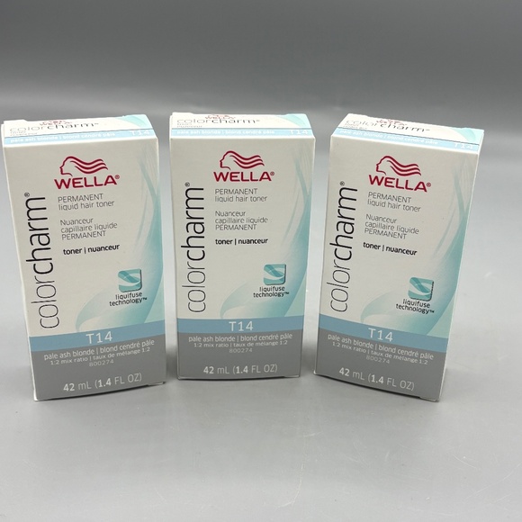 Wella Other - 3 Wella Color Charm T14 Pale Ash Blonde Permanent Liquid Hair Toner